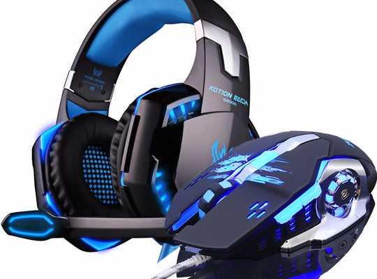 EACH G2000 Deep Bass Stereo LED Headphone Headset with microphone Professional Gamer+Gaming Optical USB Mouse Game Mice DPI gift