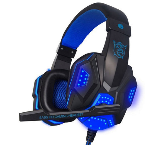 NDJU Deep Bass Gaming Headphone Over-Ear Gamer Headset Headband  with MIC Stereo Earphone with Light for Computer PC Gamer