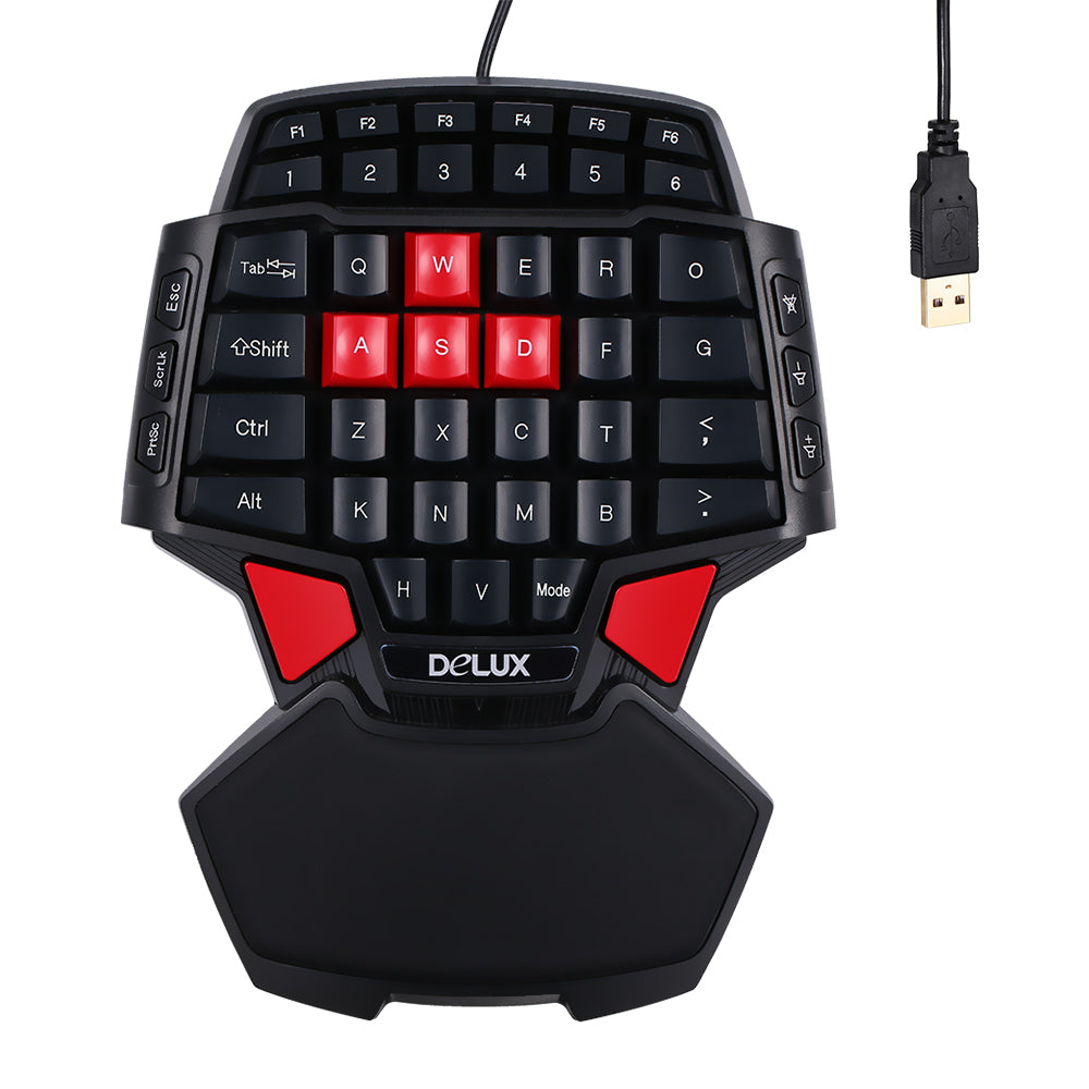 Delux T9 47-Key Gaming Keyboard Professional One/Single Hand USB Wired Keyboards Esport Gamer Keyboard for lol cs go overwatch