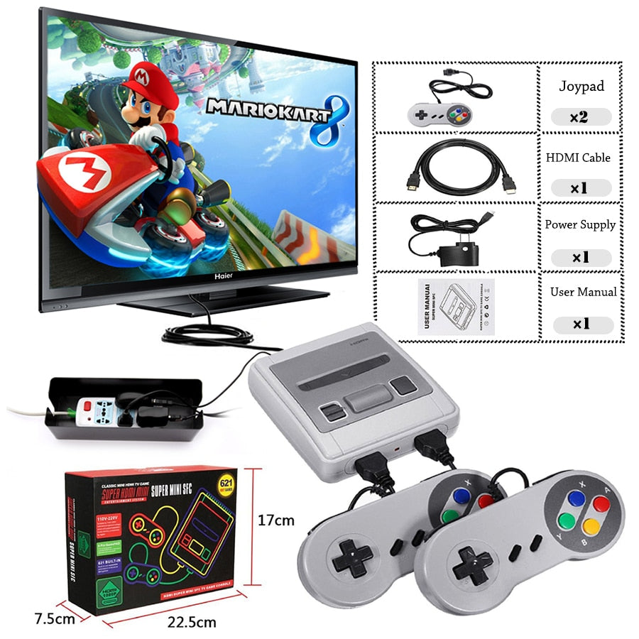 Super Mini HDMI Family TV 8 Bit SNES Video Game Console Retro Classic HDMI HD Output TV Handheld Game Player Built-in 621 Games